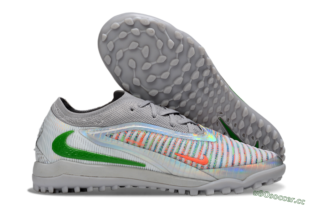 Men's Nike Phantom 6 Low Elite TF Artificial Turf Low-Tops Football Shoes - Grey/Silver/Yellow 2