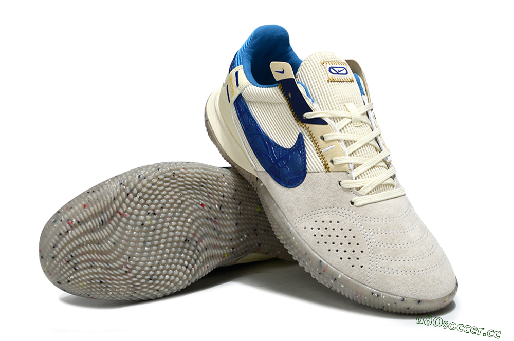 Unisex Nike Street Gato IC Indoor & Futsal Low-Tops Football Shoes - Grey/Beige/Blue 3
