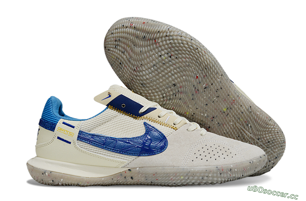 Unisex Nike Street Gato IC Indoor & Futsal Low-Tops Football Shoes - Grey/Beige/Blue 2