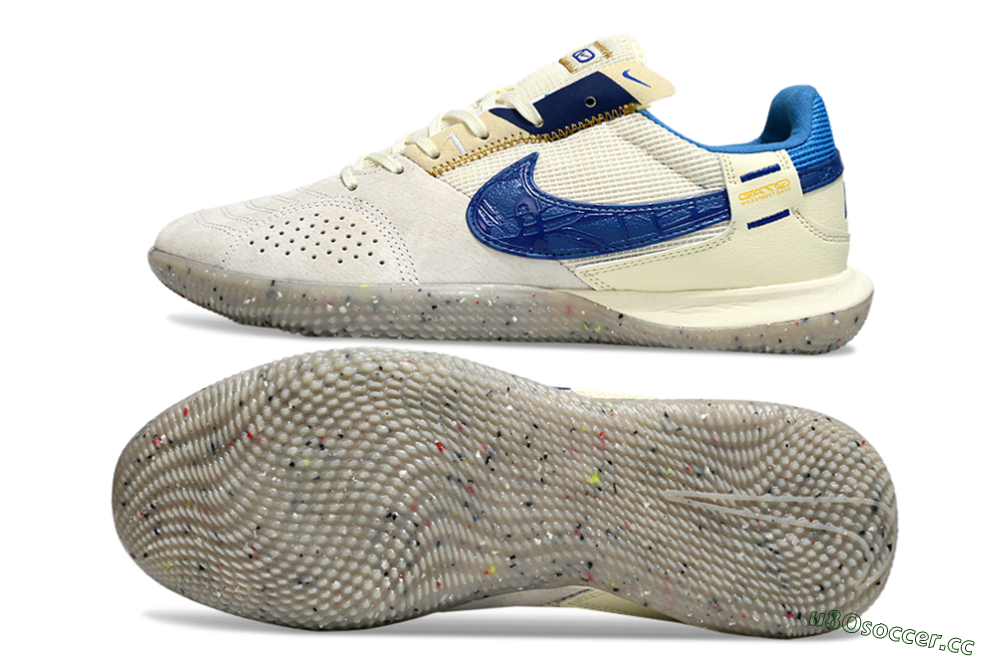 Unisex Nike Street Gato IC Indoor & Futsal Low-Tops Football Shoes - Grey/Beige/Blue 1