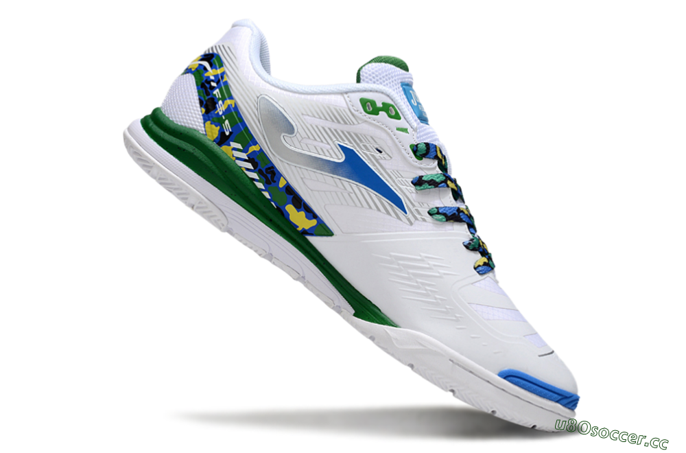 Men's Joma Top Flex IC Indoor & Futsal Low-Tops Football Shoes - White/Silver/Blue 4