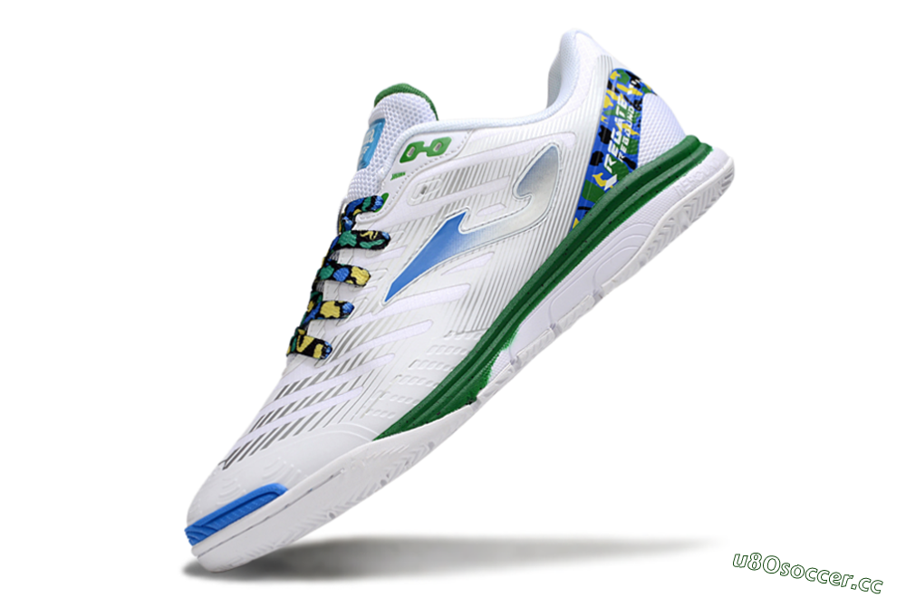 Men's Joma Top Flex IC Indoor & Futsal Low-Tops Football Shoes - White/Silver/Blue 5