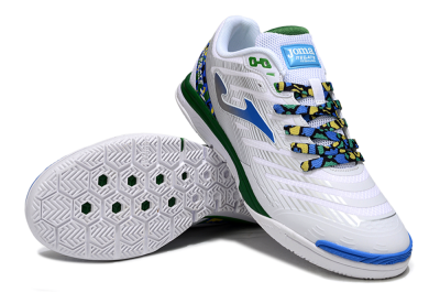 Men's Joma Top Flex IC Indoor & Futsal Low-Tops Football Shoes - White/Silver/Blue