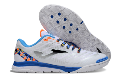 Men's Joma Top Flex IC Indoor & Futsal Low-Tops Football Shoes - White/Silver/Blue