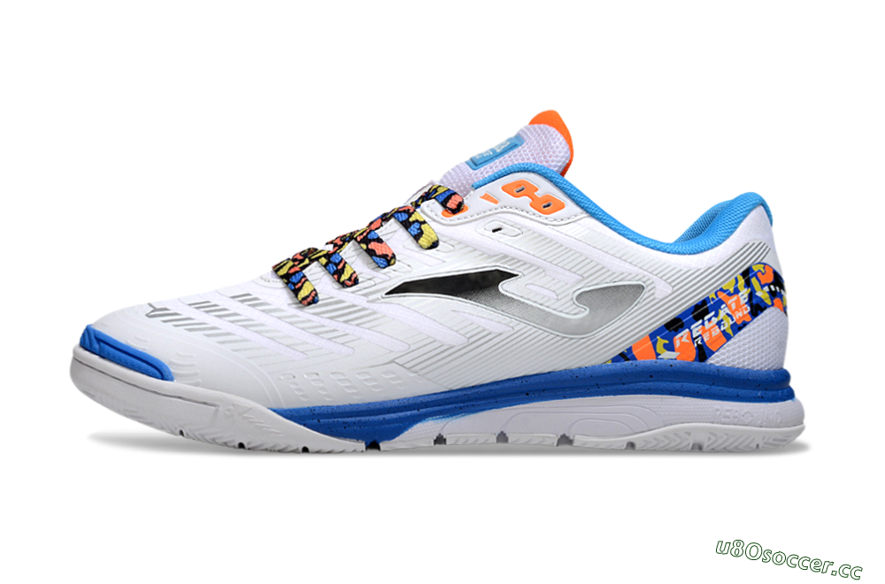 Men's Joma Top Flex IC Indoor & Futsal Low-Tops Football Shoes - White/Silver/Blue 0