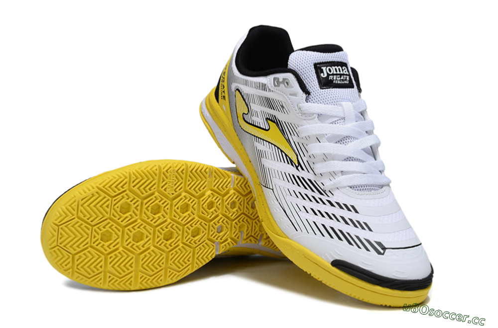 Men's Joma Top Flex IC Indoor & Futsal Low-Tops Football Shoes - White/Black/Yellow 3