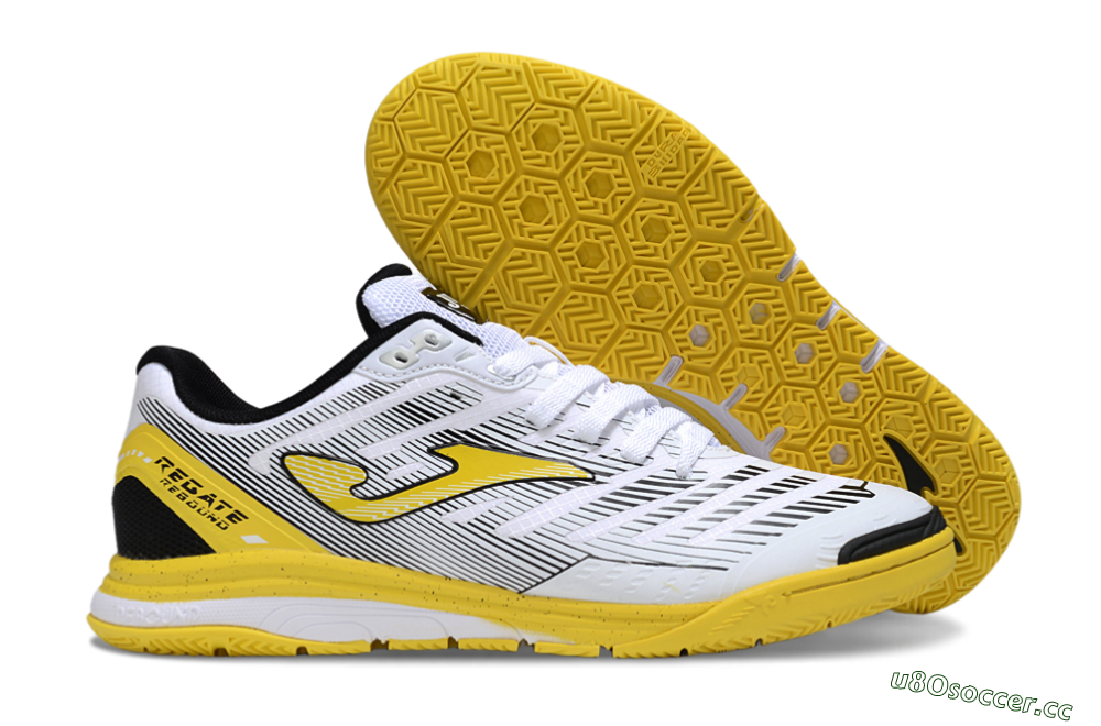 Men's Joma Top Flex IC Indoor & Futsal Low-Tops Football Shoes - White/Black/Yellow 2