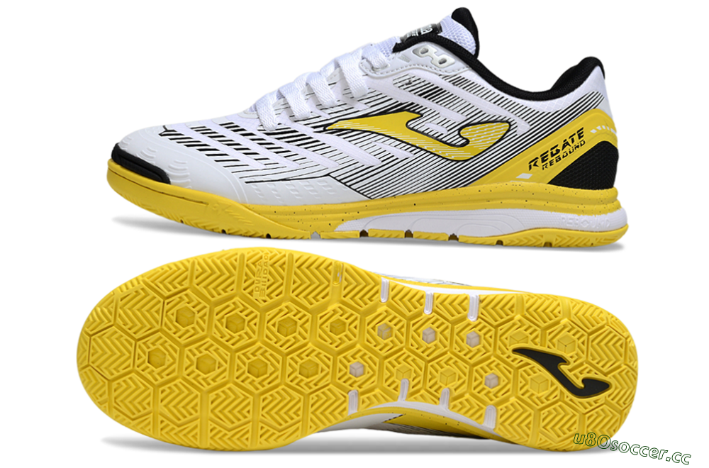 Men's Joma Top Flex IC Indoor & Futsal Low-Tops Football Shoes - White/Black/Yellow 1