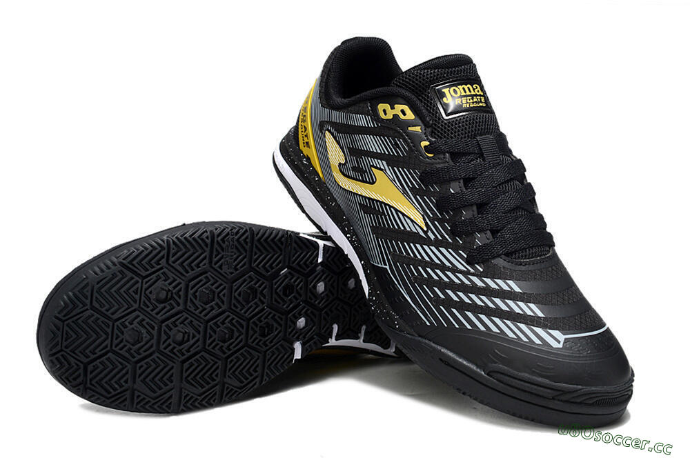 Men's Joma Top Flex IC Indoor & Futsal Low-Tops Football Shoes - Black/Gold/White 3