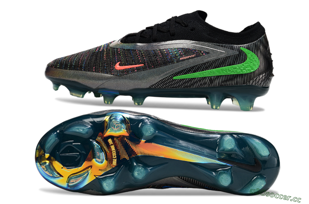 Unisex Nike Phantom 6 Low Elite FG Firm Ground Low-Tops Football Boots - Black/Silver/Yellow 1