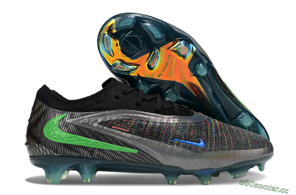 Unisex Nike Phantom 6 Low Elite FG Firm Ground Low-Tops Football Boots - Black/Silver/Yellow 2