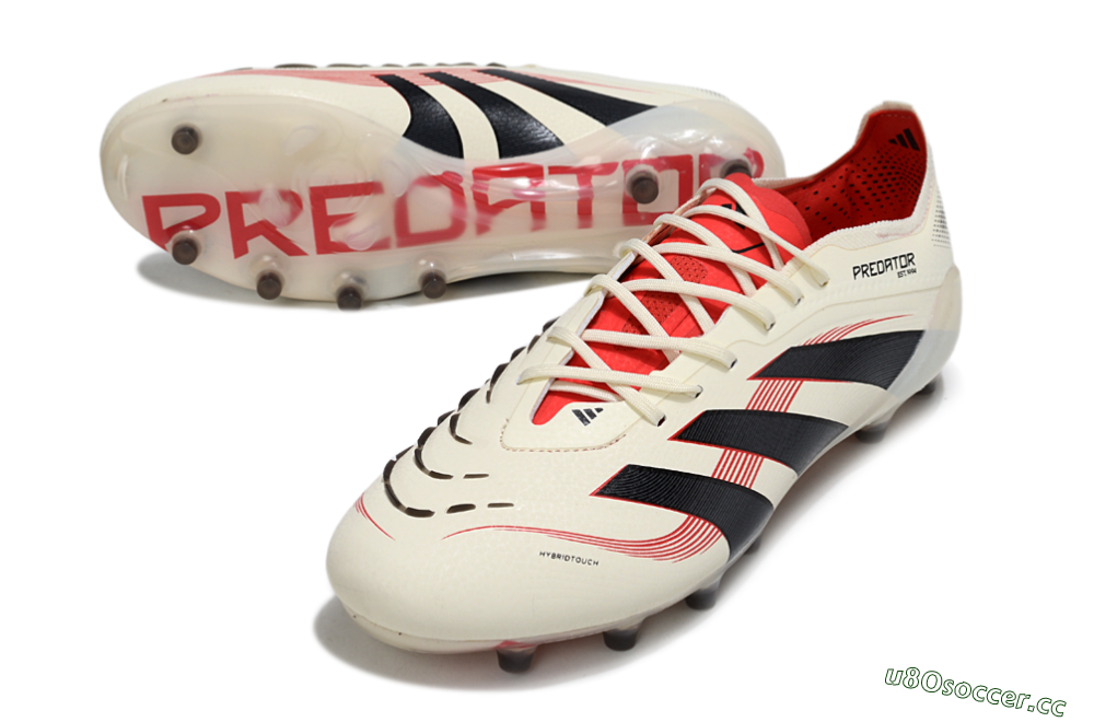 Men's Adidas Predator 25 Elite AG Artificial Grass Low-Tops Football Boots - White/Black/Red 3
