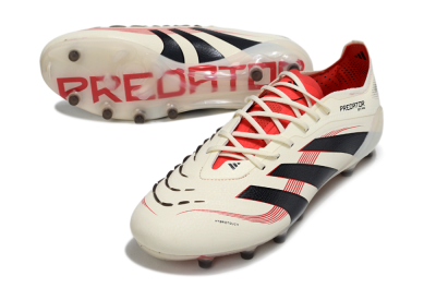 Men's Adidas Predator 25 Elite AG Artificial Grass Low-Tops Football Boots - White/Black/Red