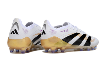 Men's Adidas Predator 25 Elite AG Artificial Grass Low-Tops Football Boots - White/Black/Gold