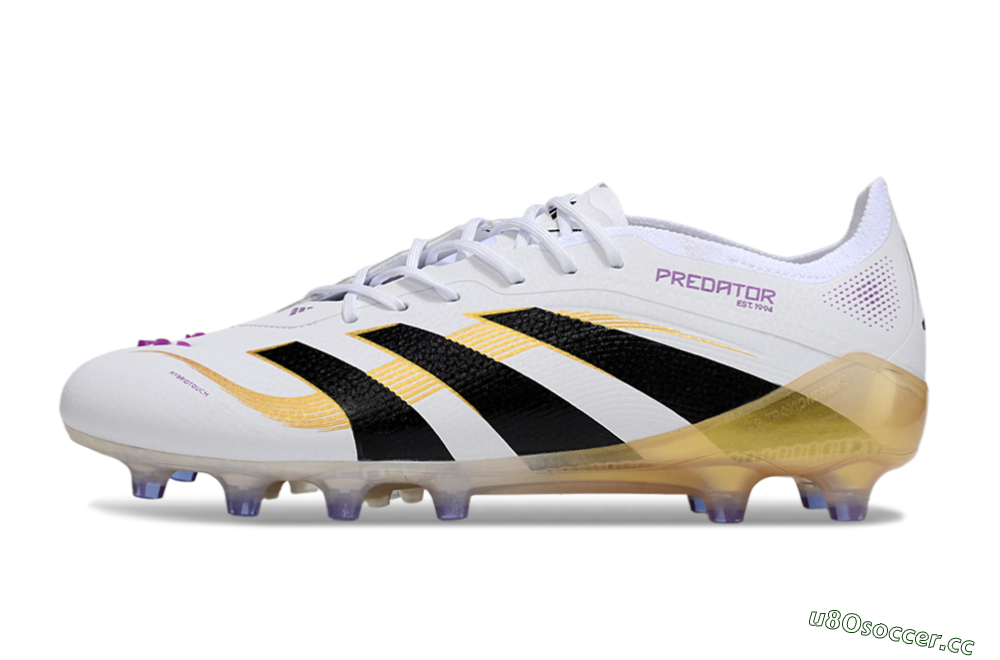 Men's Adidas Predator 25 Elite AG Artificial Grass Low-Tops Football Boots - White/Black/Gold 0