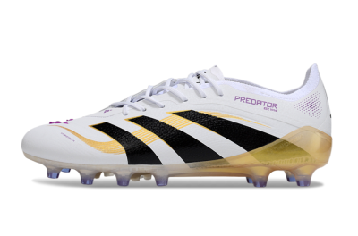 Men's Adidas Predator 25 Elite AG Artificial Grass Low-Tops Football Boots - White/Black/Gold