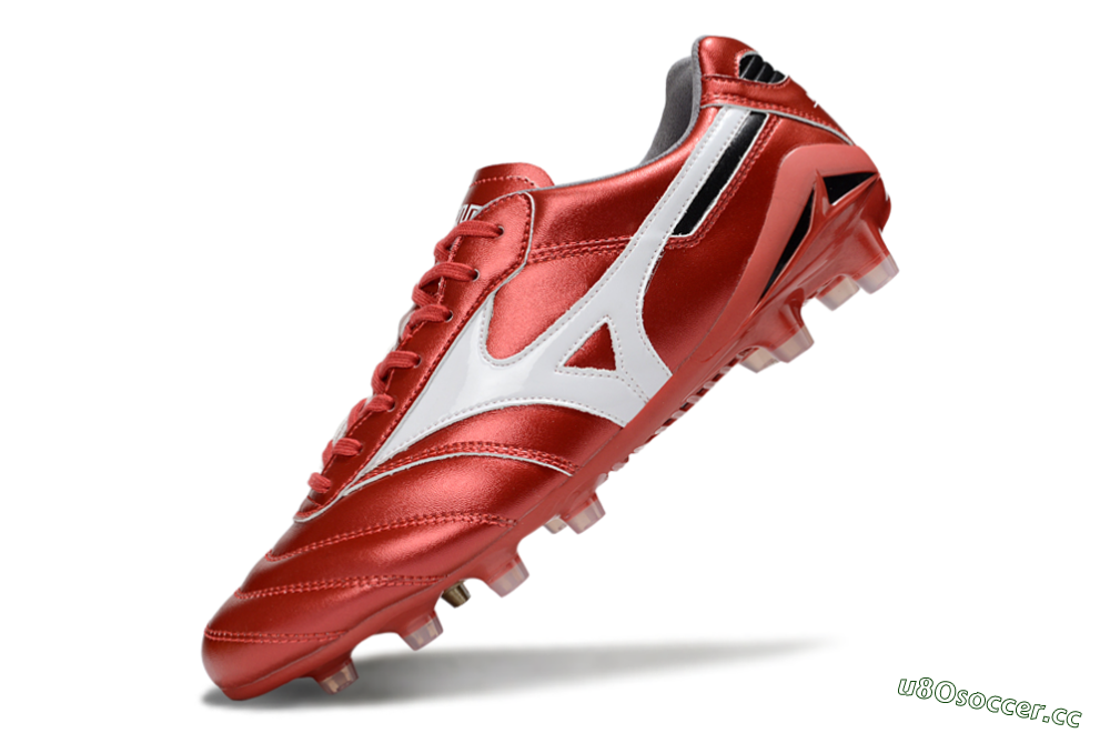 Men's Mizuno Morelia 2 FG Firm Ground Low-Tops Football Boots - Red/White 5