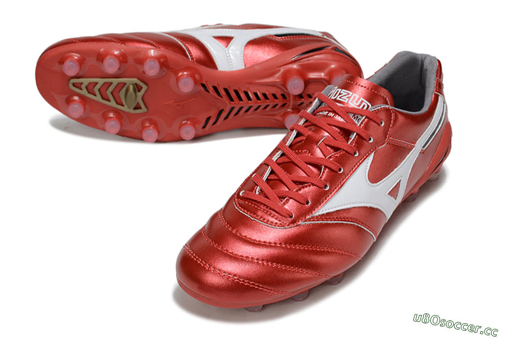 Men's Mizuno Morelia 2 FG Firm Ground Low-Tops Football Boots - Red/White 3