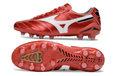Men's Mizuno Morelia 2 FG Firm Ground Low-Tops Football Boots - Red/White