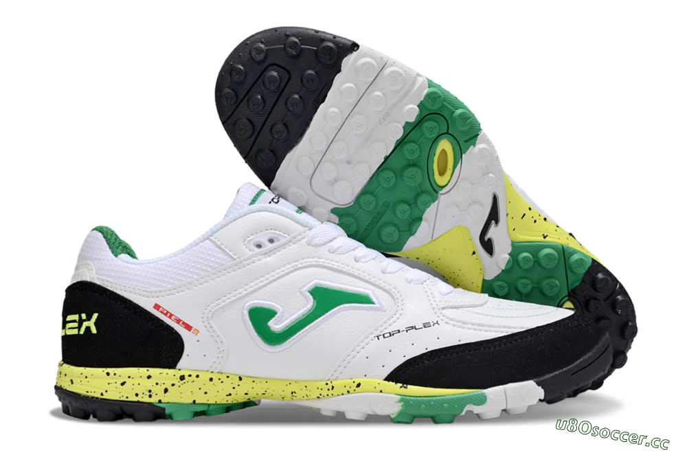 Men's Joma Top Flex TF Artificial Turf Low-Tops Football Shoes - White/Green/Yellow 2