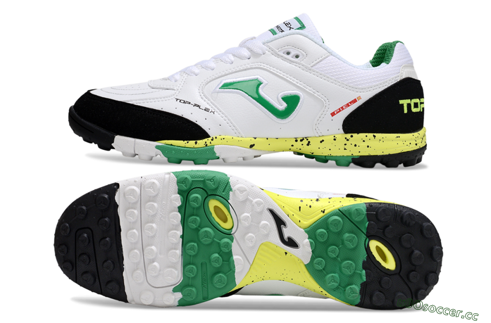 Men's Joma Top Flex TF Artificial Turf Low-Tops Football Shoes - White/Green/Yellow 1