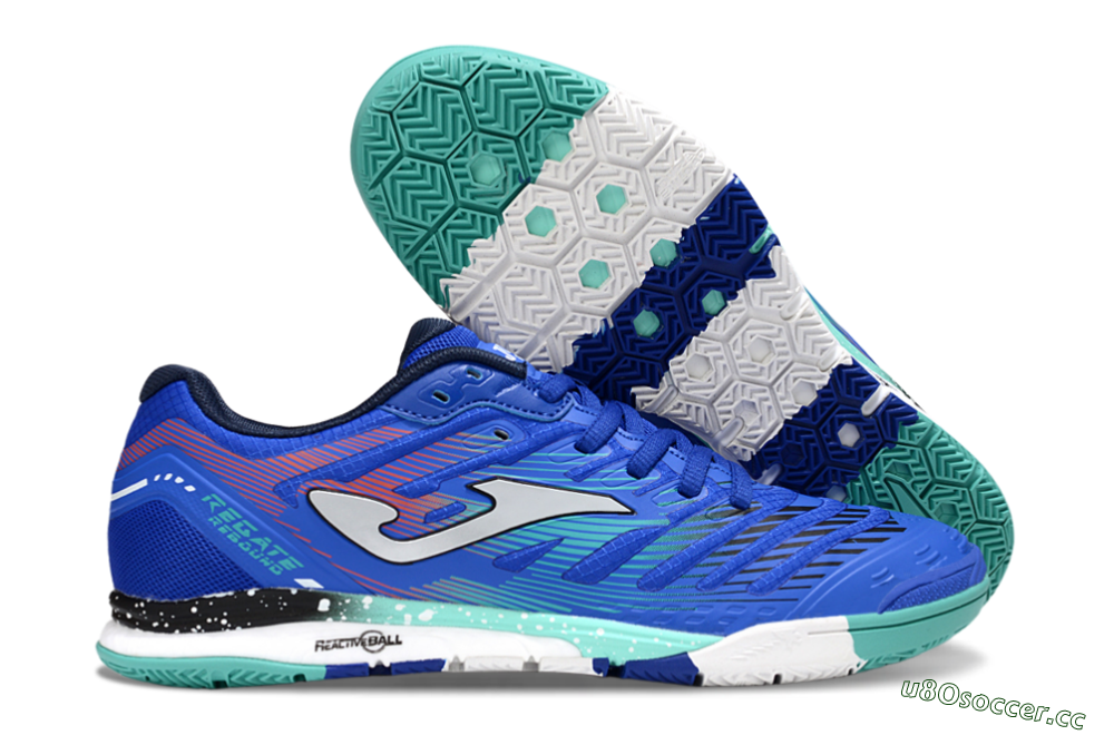 Men's Joma Top Flex IC Indoor & Futsal Low-Tops Football Shoes - Blue/Jade/Red 2