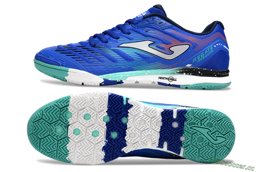 Men's Joma Top Flex IC Indoor & Futsal Low-Tops Football Shoes - Blue/Jade/Red 1