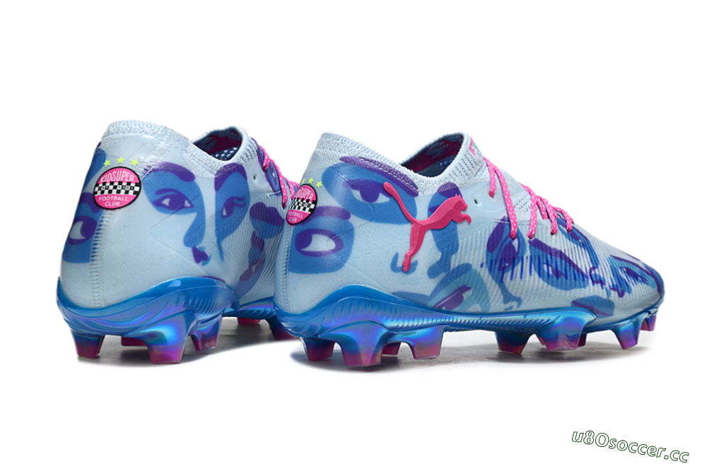 Men's Puma Future 8 Ultimate FG Firm Ground Low-Tops Football Boots - Blue/Pink/Black 6