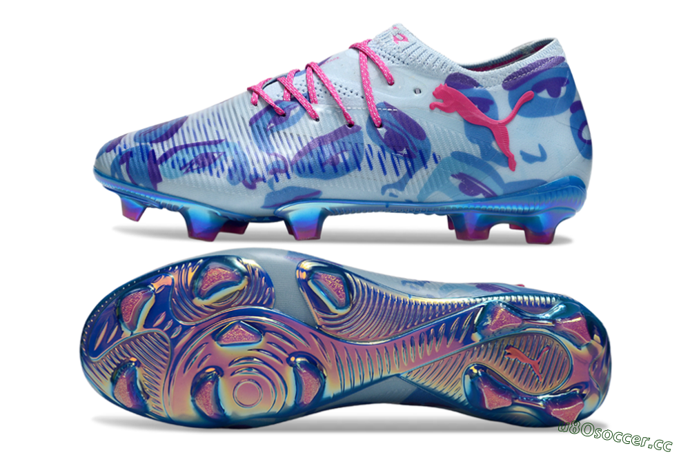 Men's Puma Future 8 Ultimate FG Firm Ground Low-Tops Football Boots - Blue/Pink/Black 1