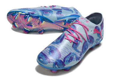 Men's Puma Future 8 Ultimate FG Firm Ground Low-Tops Football Boots - Blue/Pink/Black