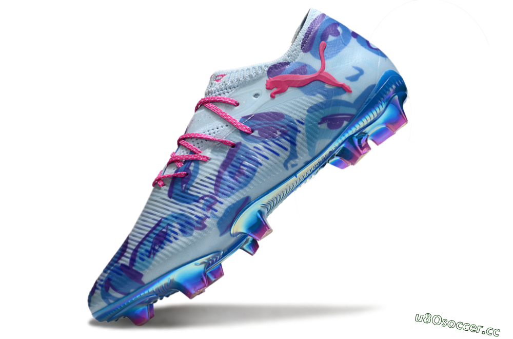 Men's Puma Future 8 Ultimate FG Firm Ground Low-Tops Football Boots - Blue/Pink/Black 5