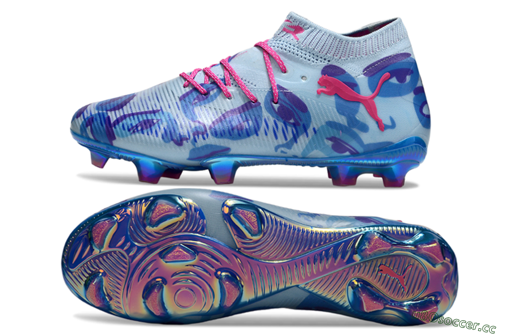 Men's Puma Future 8 Ultimate FG Firm Ground Low-Tops Football Boots - Blue/Pink/Black 1