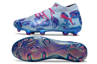Men's Puma Future 8 Ultimate FG Firm Ground Low-Tops Football Boots - Blue/Pink/Black