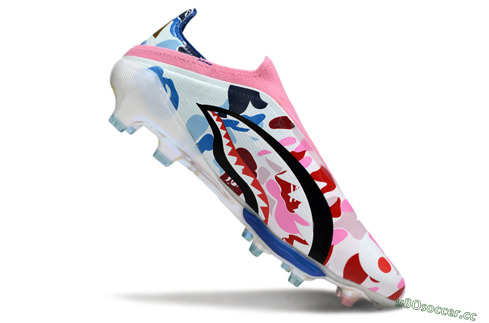 Men's Adidas F50+ Elite Lightstrike Laceless FG Firm Ground Low-Tops Football Boots - Pink/Red/Blue 4