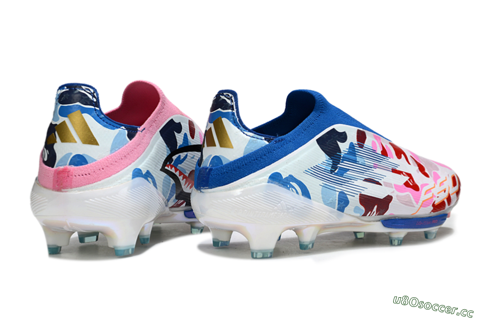 Men's Adidas F50+ Elite Lightstrike Laceless FG Firm Ground Low-Tops Football Boots - Pink/Red/Blue 6