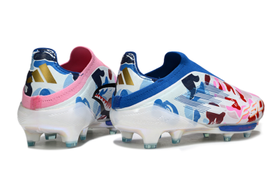 Men's Adidas F50+ Elite Lightstrike Laceless FG Firm Ground Low-Tops Football Boots - Pink/Red/Blue