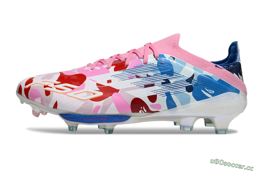 Men's Adidas F50+ Elite Lightstrike Pro FG Firm Ground Low-Tops Football Boots - Pink/Red/Blue 0