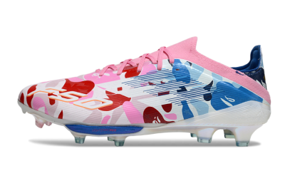 Men's Adidas F50+ Elite Lightstrike Pro FG Firm Ground Low-Tops Football Boots - Pink/Red/Blue