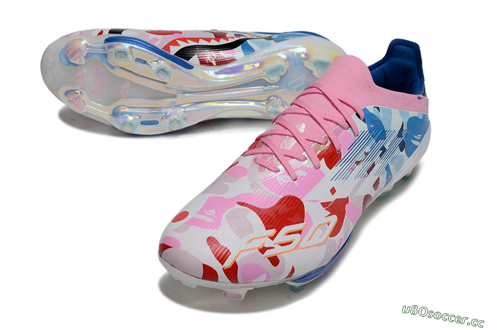 Men's Adidas F50+ Elite Lightstrike Pro FG Firm Ground Low-Tops Football Boots - Pink/Red/Blue 3