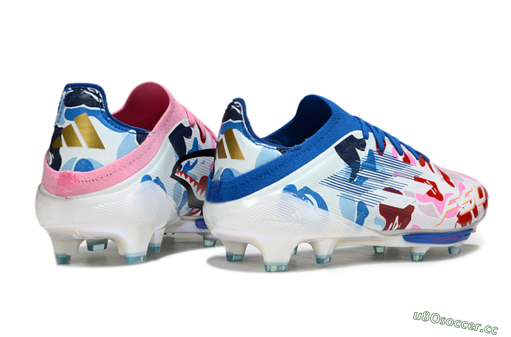 Men's Adidas F50+ Elite Lightstrike Pro FG Firm Ground Low-Tops Football Boots - Pink/Red/Blue 6