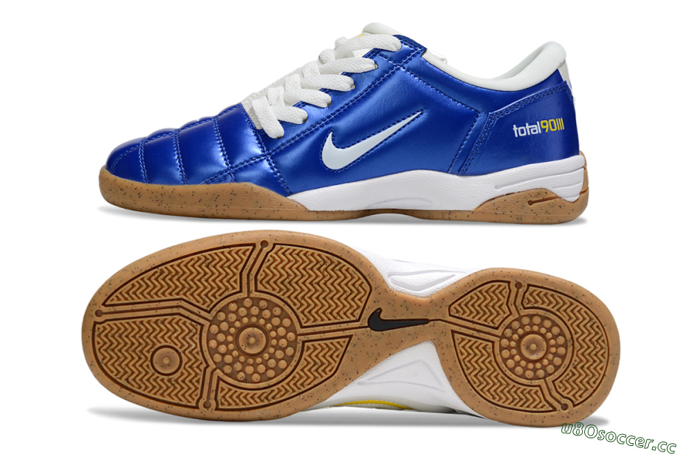 Men's Nike Total 90 III IC Indoor & Futsal Low-Tops Football Shoes - Blue/White/Brown 1