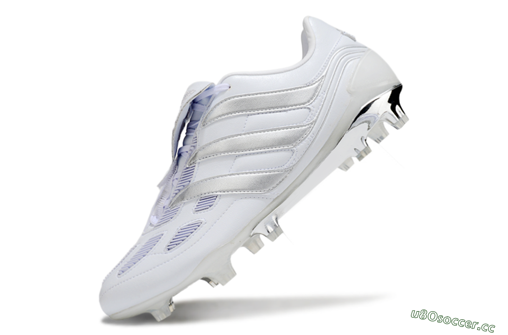 Men's Adidas Predator Precision Elite Foldover Tongue FG Firm Ground Low-Tops Football Boots - Beige/White/Silver 5