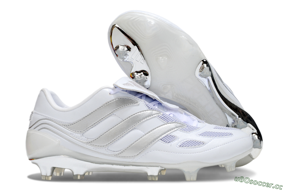 Men's Adidas Predator Precision Elite Foldover Tongue FG Firm Ground Low-Tops Football Boots - Beige/White/Silver 2