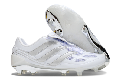 Men's Adidas Predator Precision Elite Foldover Tongue FG Firm Ground Low-Tops Football Boots - Beige/White/Silver