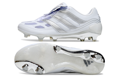 Men's Adidas Predator Precision Elite Foldover Tongue FG Firm Ground Low-Tops Football Boots - Beige/White/Silver