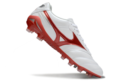 Men's Mizuno Morelia 2 FG Firm Ground Low-Tops Football Boots - White/Red