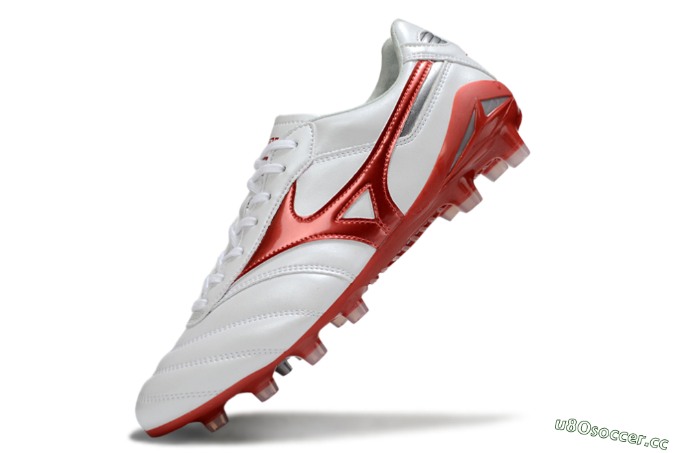 Men's Mizuno Morelia 2 FG Firm Ground Low-Tops Football Boots - White/Red 5