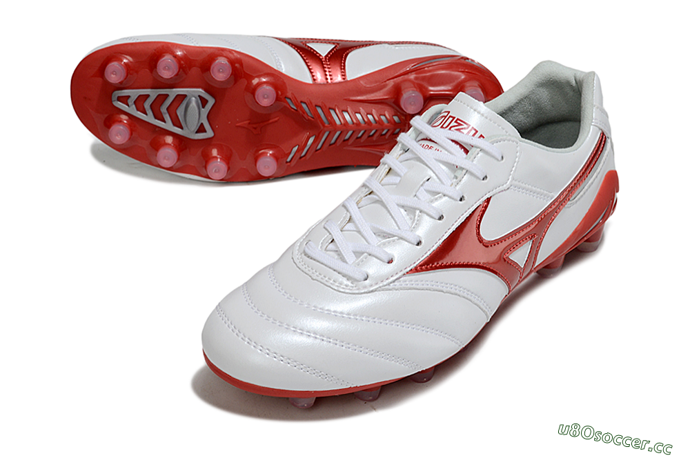 Men's Mizuno Morelia 2 FG Firm Ground Low-Tops Football Boots - White/Red 3