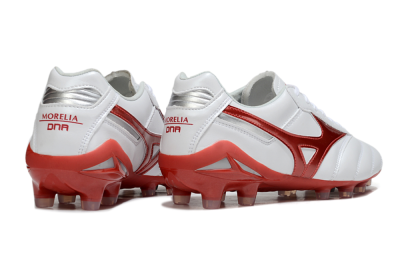 Men's Mizuno Morelia 2 FG Firm Ground Low-Tops Football Boots - White/Red