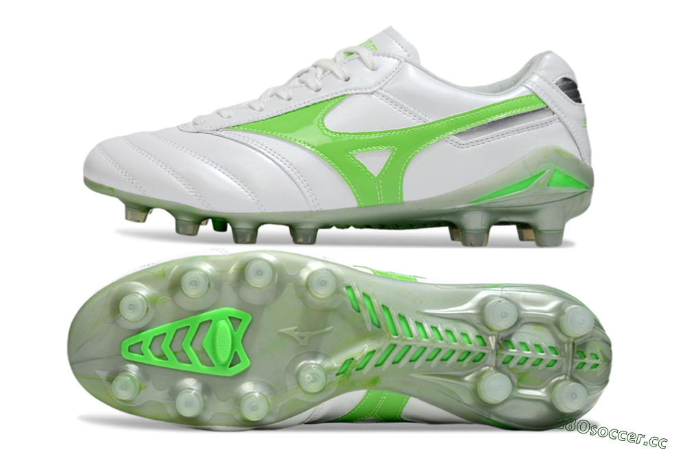 Men's Mizuno Morelia 2 FG Firm Ground Low-Tops Football Boots - White/Yellow 1
